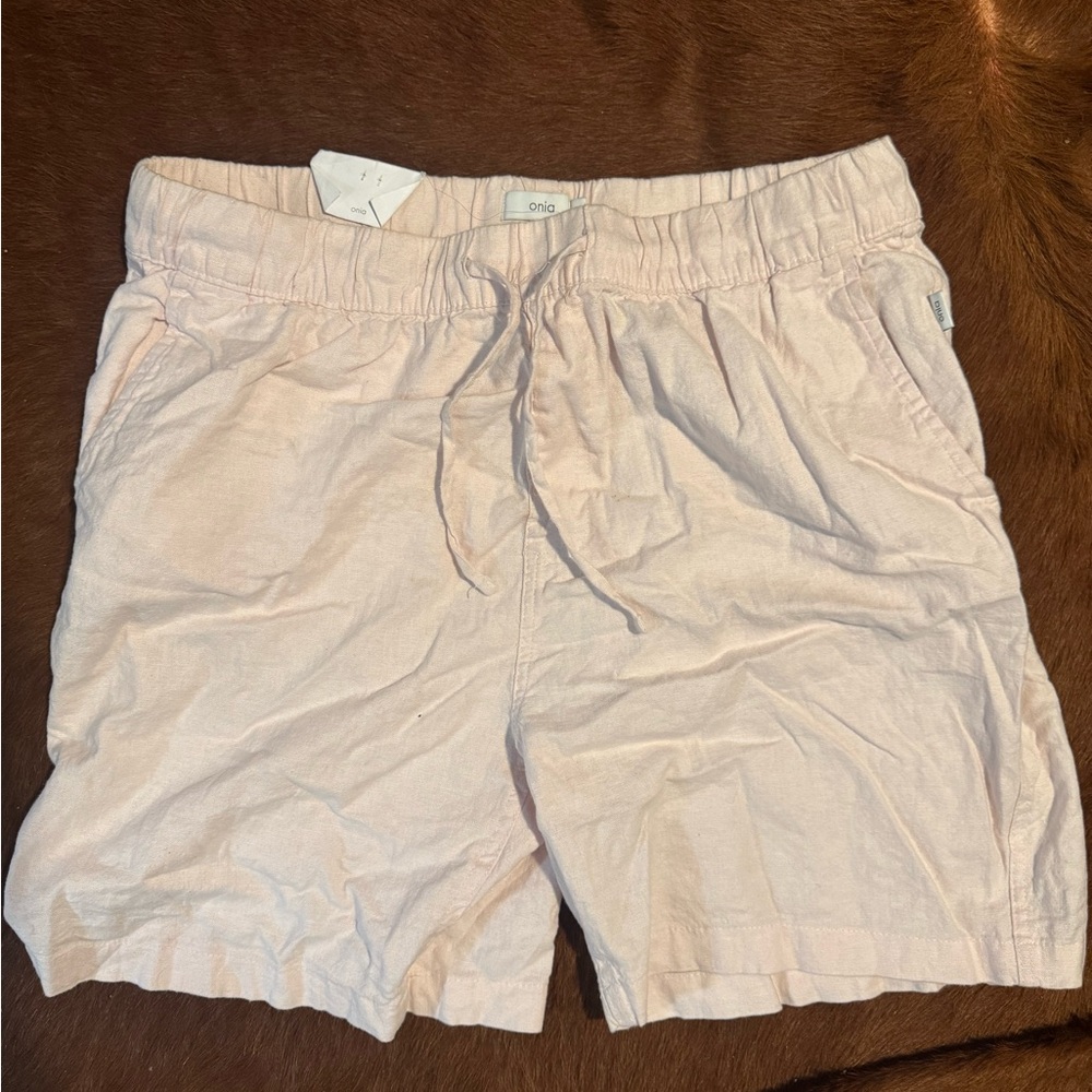Onia Pale Blush Linen Drawstring Shorts
